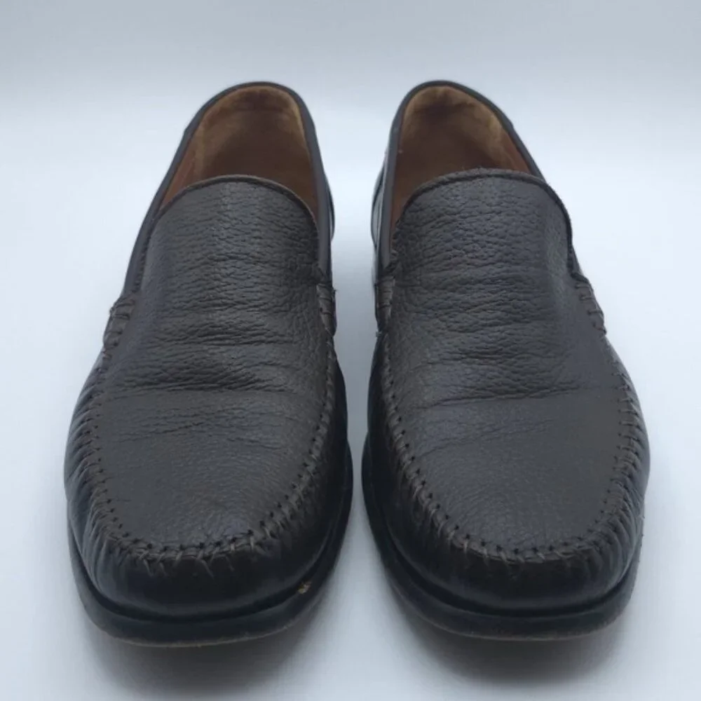 SANDRO MISTER‎ Men's Brown Leather Loafers Shoes Size 9.5 D SPAIN🇪🇸MADE BRN-SY